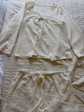 Women’s Cream Textured Matching Set